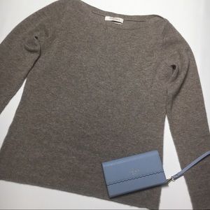 Ellen Tracy Cashmere Brown Boat Neck Sweater, sz S